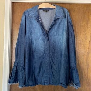 Chambray Blouse with Flirty Sleeves